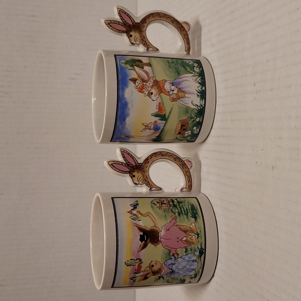 Adorable pair of Easter Rabbit Mugs